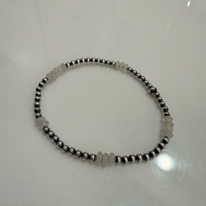 Chic Sterling Silver and White Beaded Bracelet